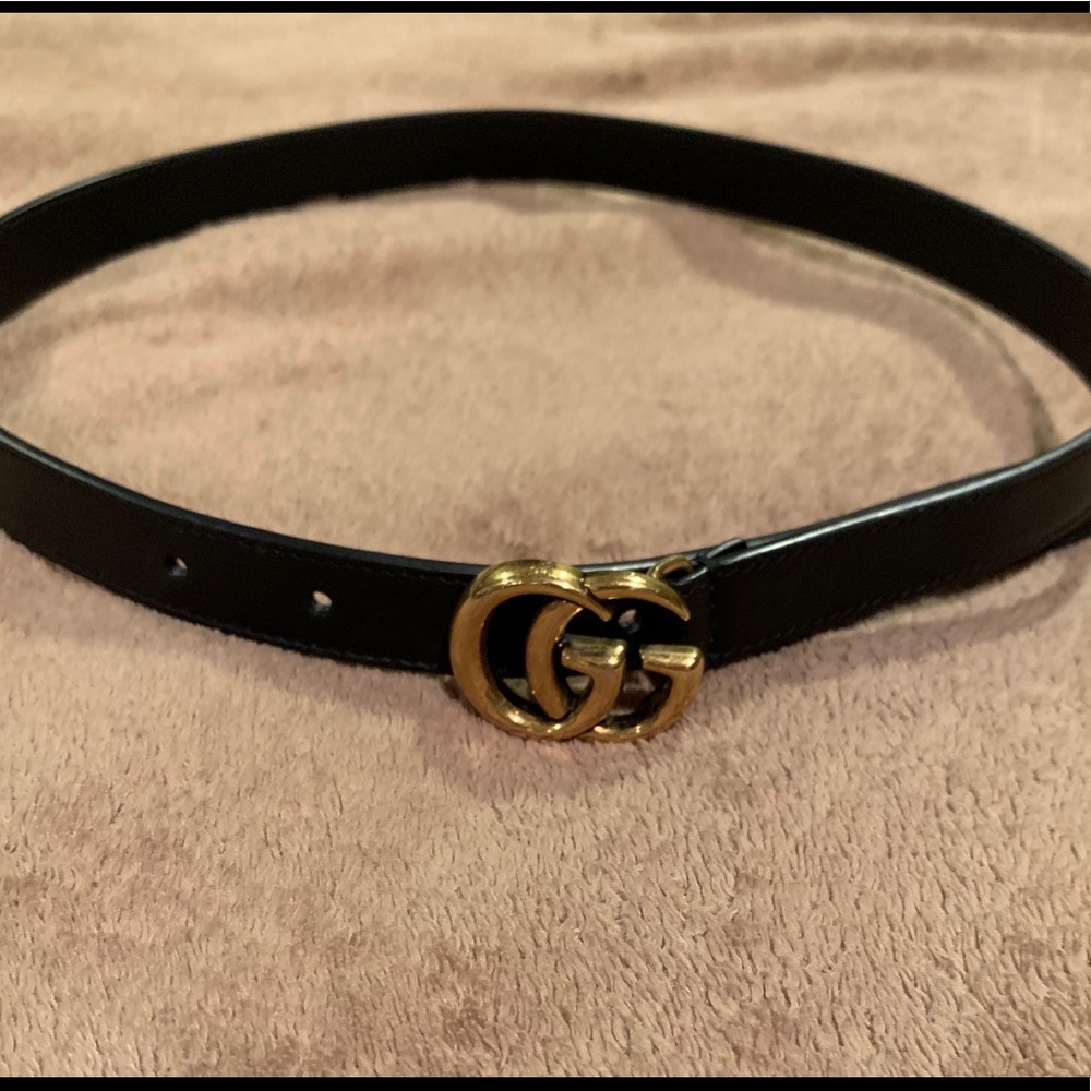 Gucci black leather double G belt